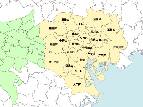 東京都のサービス提供地域